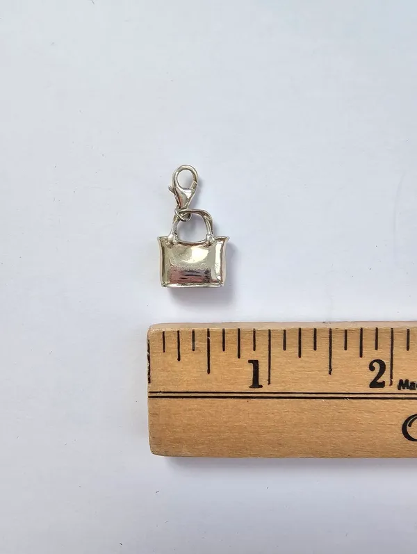 Coldwater Creek Silver Tone Tote Handbag Clip On Charm Pendant 925 Lobster Clasp - Image 3