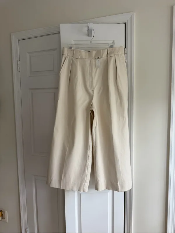 Banana Republic Cruise Cropped Wide Leg Pants Cream NWT 10 - Image 3