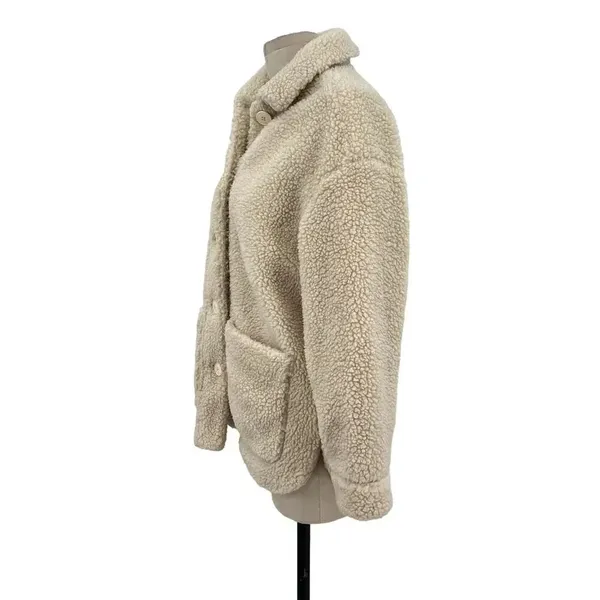 Madewell Sherpa Walton‎ Shirt-Jacket Cream Ivory Button Down Size XS - Image 7