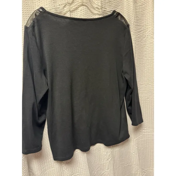 Rafaella Women's 100% Cotton Black Long Sleeve Zipper Accent Shoulder Blouse‎ XL - Image 8
