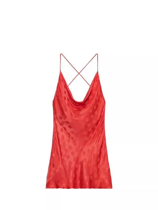 Zara Satin Polka Dot Dress - Image 3