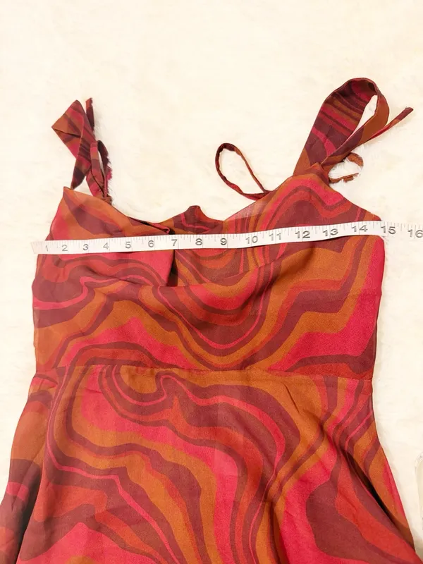 NWT For Love & Lemons Eleanor Dress Red Swirl Print Mini Size small S - Image 6