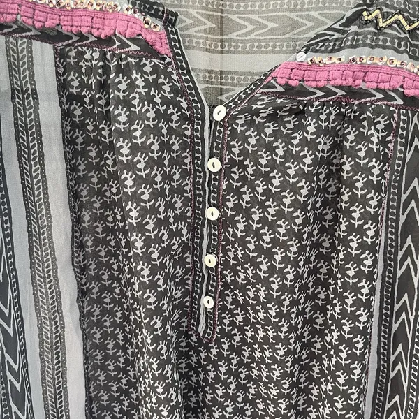 Free‎ People "Feather in the Wind" Sheer Boho Airy Embellished Tunic Size S - Image 4
