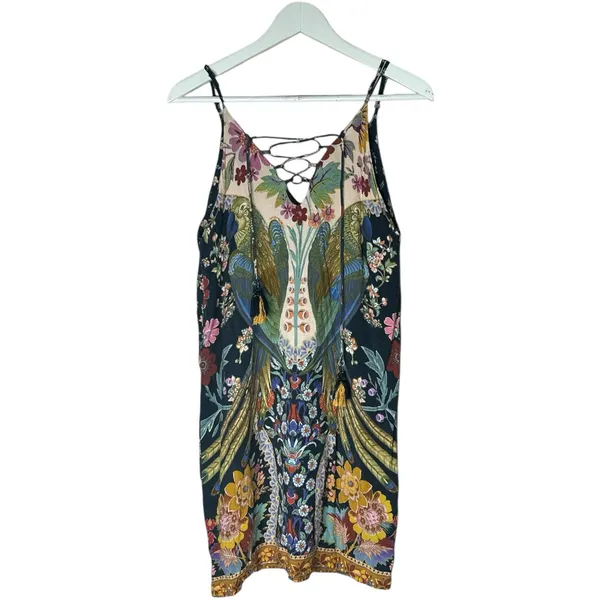 Farm Rio Mini Floral Print Colorful Sleeveless Lace up Detail Dress FARM Boho - Image 2