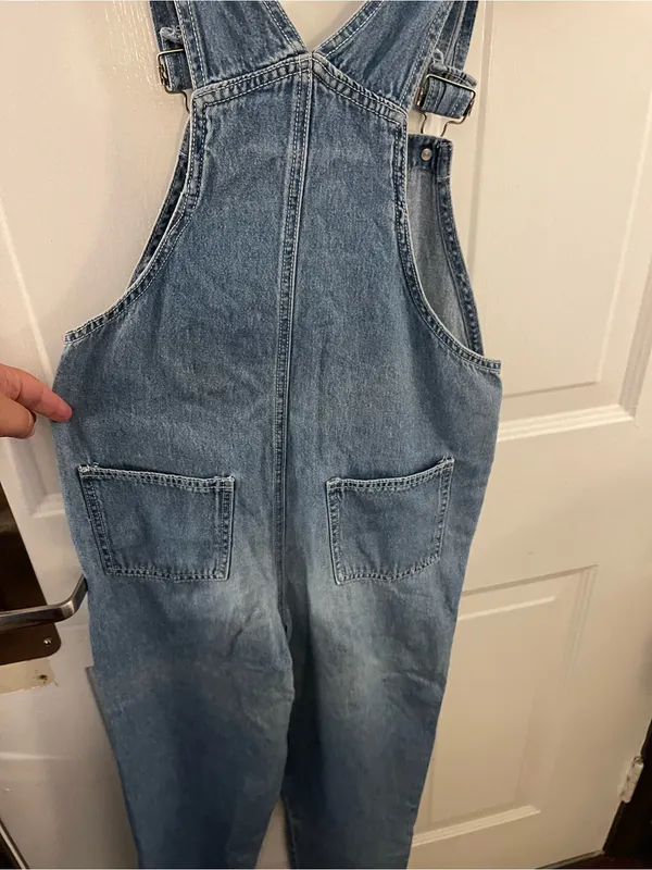 Disney Vintage Winnie the Pooh Light Wash Denim Overalls w/ Embroidered Patch - Size 14 - Image 4