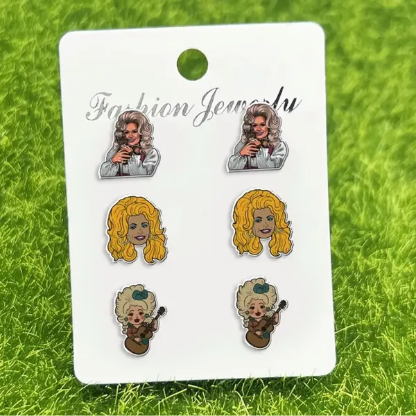 NWT Dolly Parton Earrings Set – Country Music 3 pairs of Stud Earrings - Image 3