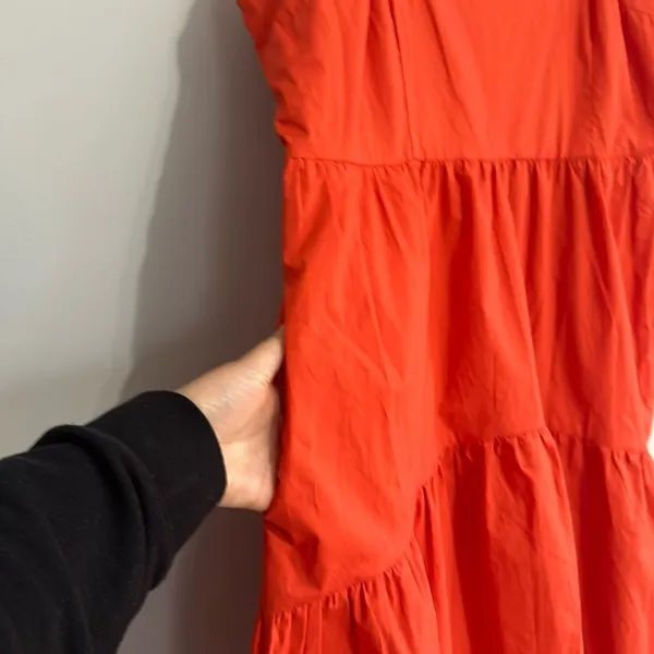 Who What Wear Womens Tiered Boho maxi Dress Size M Orange Striped Peasant Gypsy - Image 3