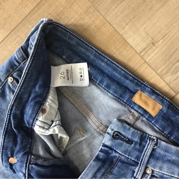 Mother Looker Ankle Fray Jeans Womens 26 Blue Birds Of‎ Paradise Raw Hem Stretch - Image 5