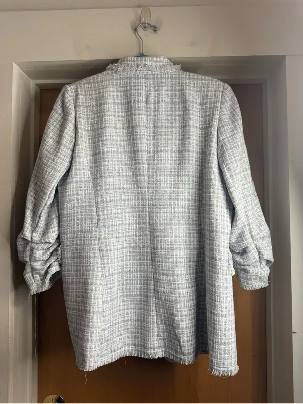 Maison d’Amélie Women’s Blue & White Tweed Blazer Wool Blend. Size: 6 - Image 4