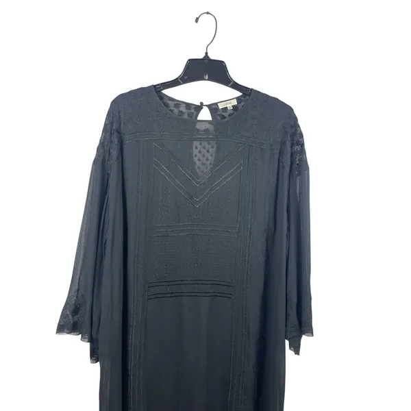 Wilfred Aritzia Black Embroidered Shift Dress L Sheer Lace Yoke Cover Up - Image 8