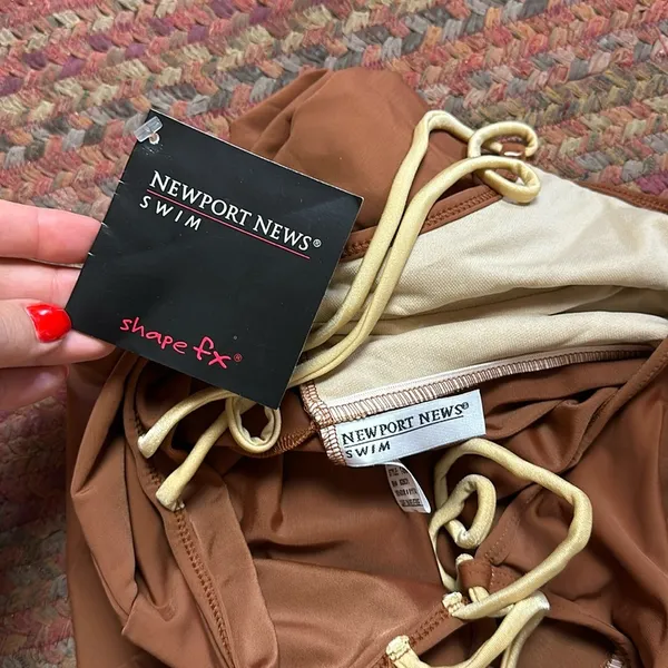 Nwt Vtg Newport News Swim Brown Dress - Image 3