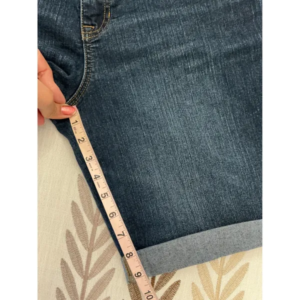 Apt. 9 Bermuda Shorts Size 14 Dark Wash Cuffed Distressed Denim - Image 8