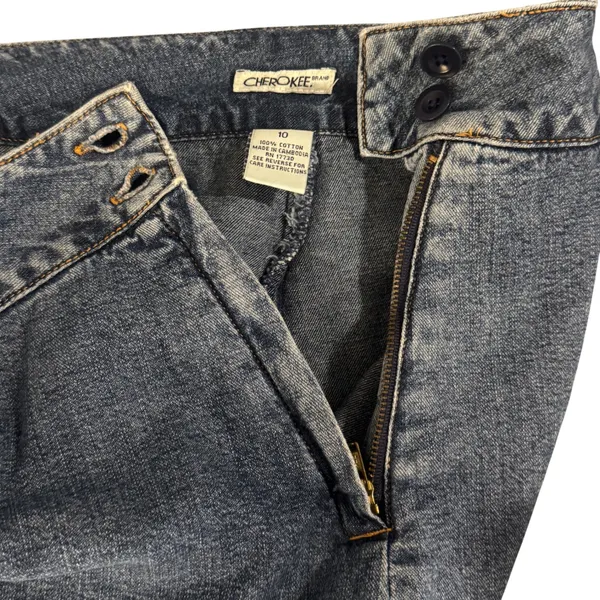 Vtg Cherokee Denim Skort 10 Cotton‎ Medium Wash Blue Mini Skirt Y2K Cottagecore - Image 3