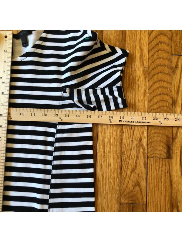 J. Crew NWOT Women's Short Sleeve Black White Striped Cotton Tunic Dress Size S - Image 6