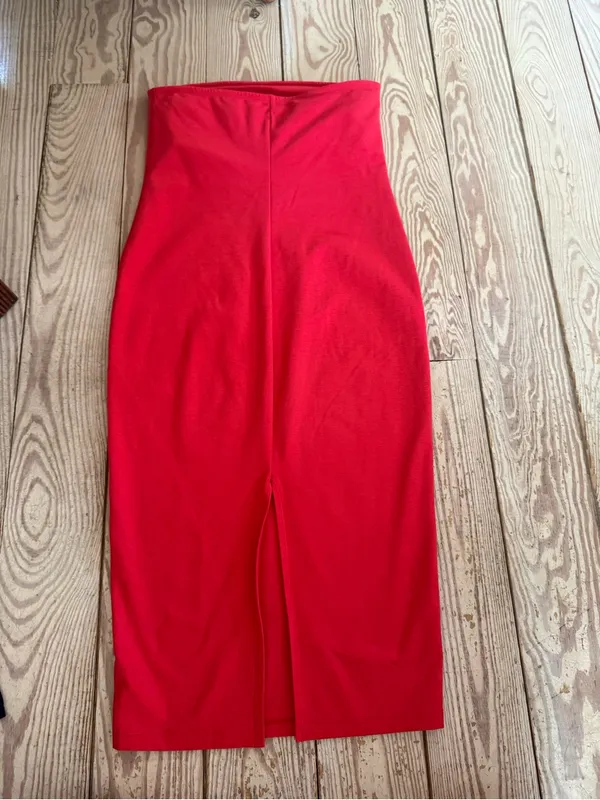 Beyond Yoga Red Strapless Midi Dress M - Image 3