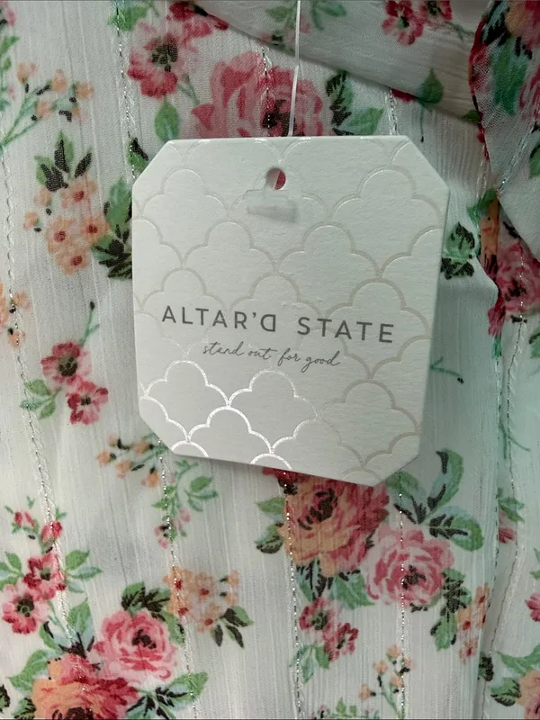 Altar'd State White Maxi Dress with Pink Floral Print - Image 4