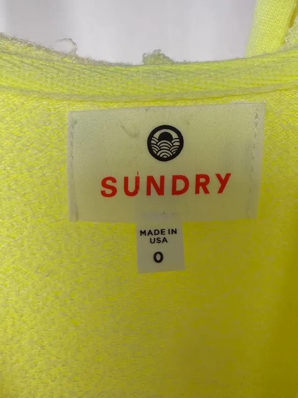 Sundry Lightweight Full Zip Hoodie in Neon Yellow Size 0 or XS - Image 3