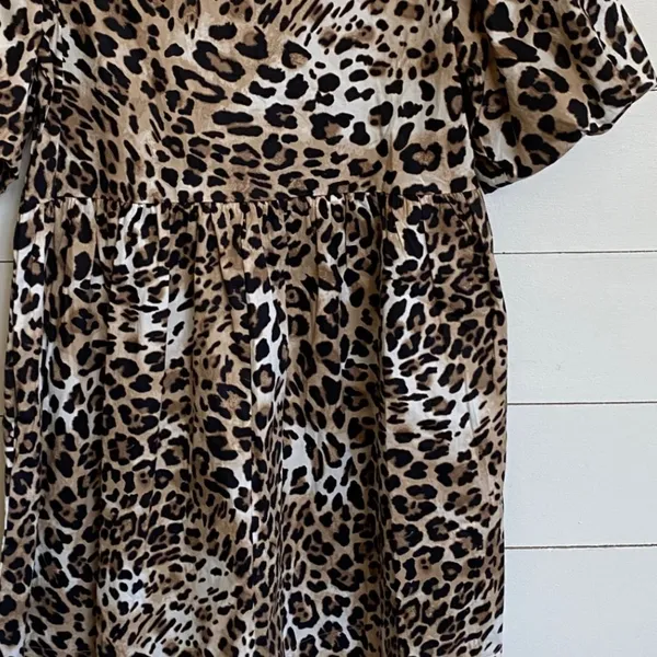 Nicole Miller NY Leopard Mini Dress Bows Puff‎ Sleeves Cotton dress - XS NWT - Image 5