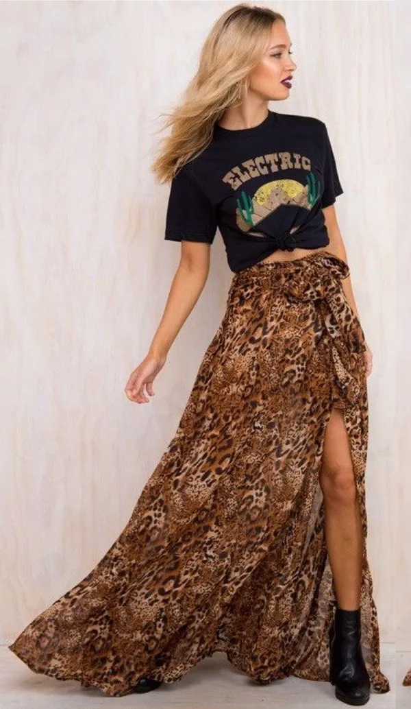 LIONESS NWT Princess Polly/ Nasty gal leopard animal print chiffon High Waisted maxi skirt - Image 6