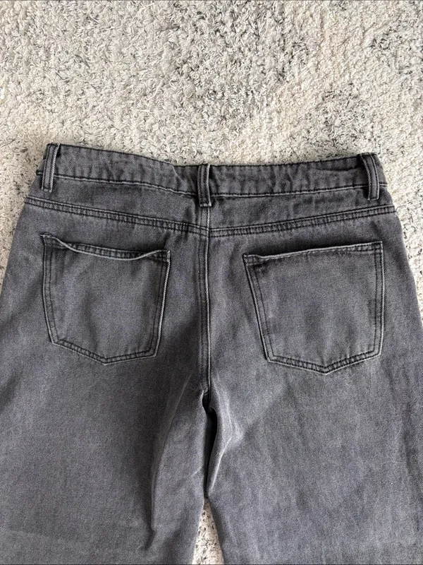 Edikted Low Rise Wide Leg Black Wash Jeans Size M - Image 5