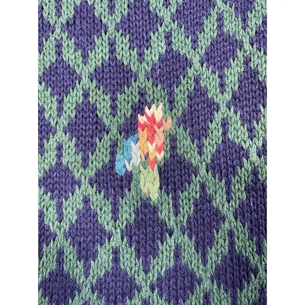 Vtg Sweater Floral Knit Hand Embroidered Grandma‎ Cottage Prairie Linen Cotton - Image 4