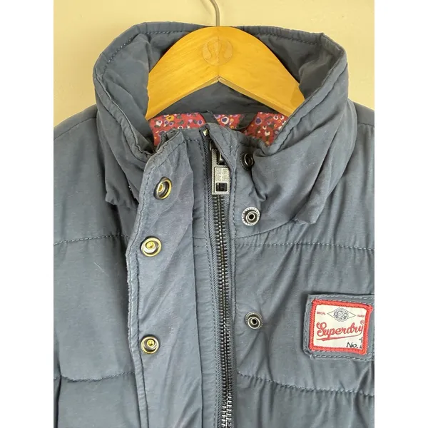 Superdry Blue Padded Gilet Women’s Size S Full Zip Casual Outdoor Vest - Image 5