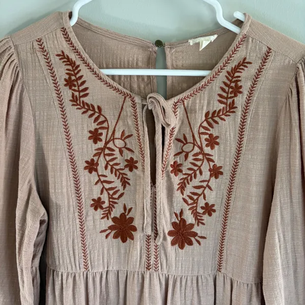 Embroidered Bohemian Tunic Blouse Balloon Sleeve Sz Small Boho Cottagecore Gauzy - Image 5
