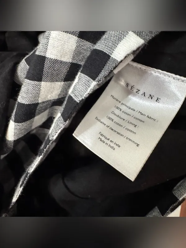 Sezane Pacome Mini Wrap Skirt Black Gingham - Image 6