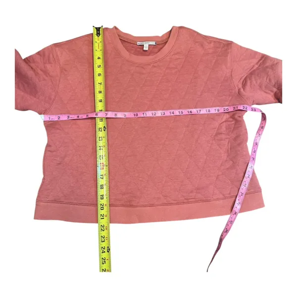 Pale Sky Coral Pink Diamond Quilted Crewneck Pullover Sweatshirt‎ Womens Large L - Image 3