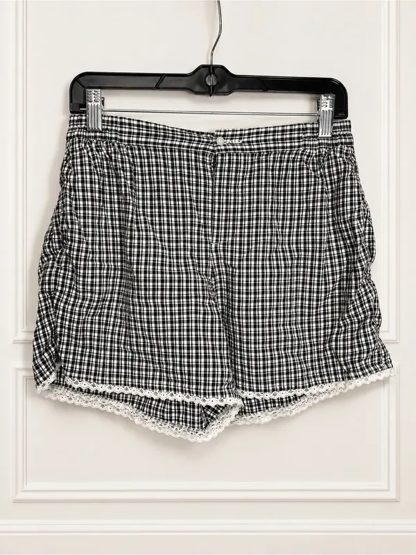 Aerie Black White Gingham Peplum Cami Lace Trim Shorts Set S Preppy Coquette - Image 5