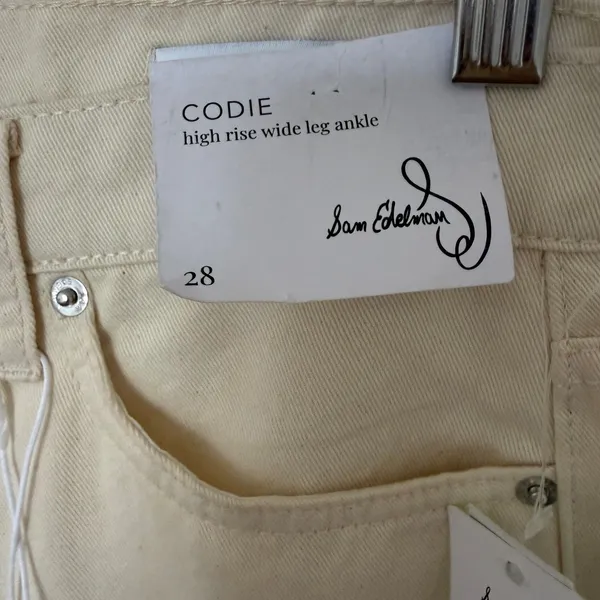 Sam Edelman Codie High Rise Wide Leg Ankle Pants Undyed Natural Cotton NWT Sz 28 - Image 4