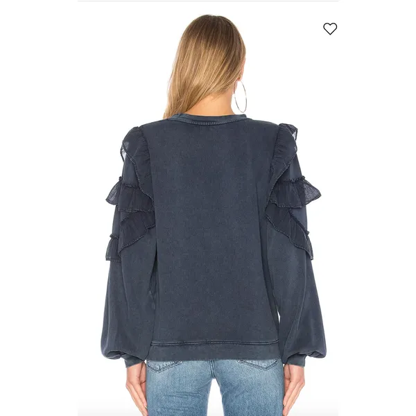 Tularosa REVOLVE‎ Cat Ruffle Navy Blue Pullover Sweatshirt Women's Size XS - Image 2