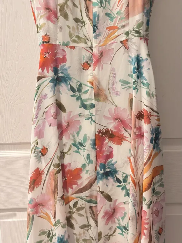 Calvin Klein Floral Chiffon Maxi Dress - Blush, Coral, Teal - Image 6