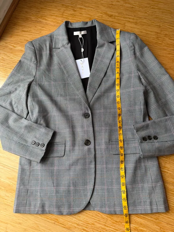 WAYF NWT Gray Plaid Oversized Blazer Pink Windowpane M - Image 8