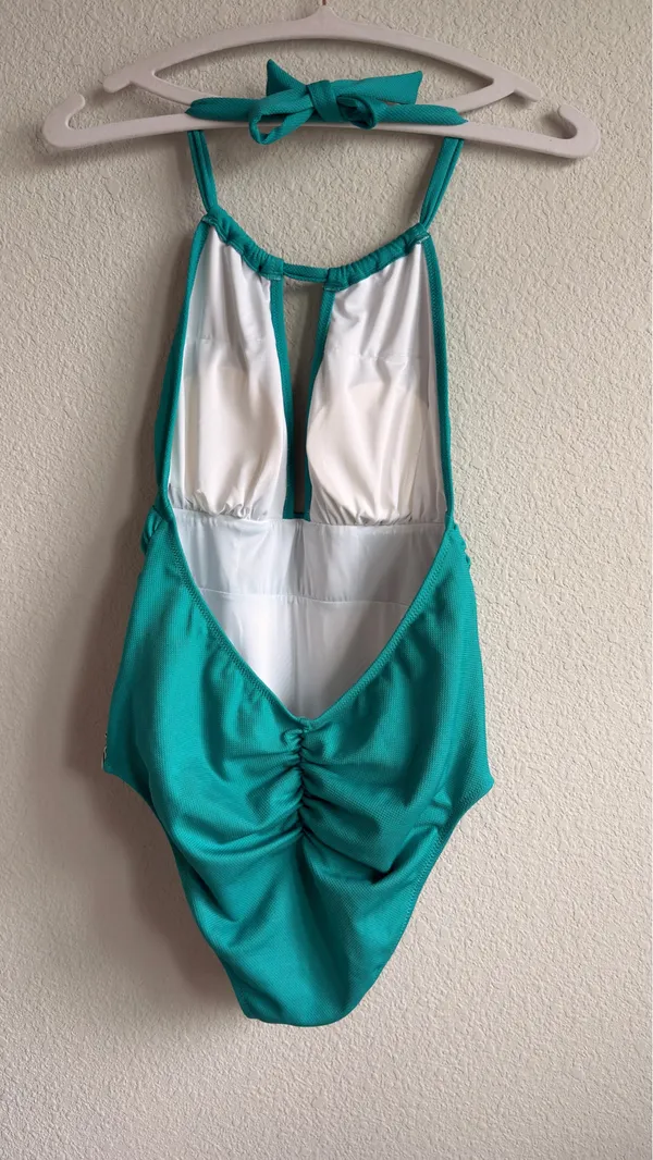 Cupshe Aqua Textured Halter One Piece Swimsuit - Image 5