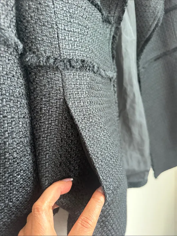 LOFT Black Textured Open-Front Coat Blazer - Image 7