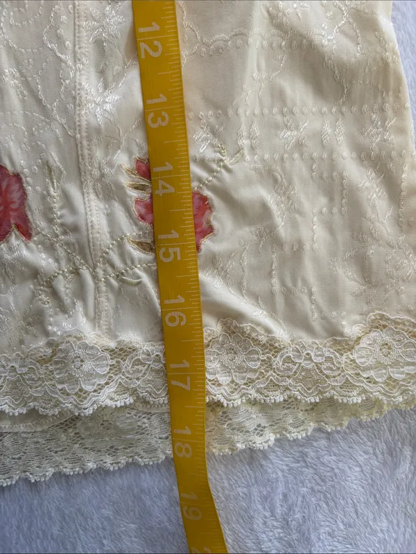y2k size large Lola Delicate Floral Lace Trim Slip Tank Top cream rose - Image 8