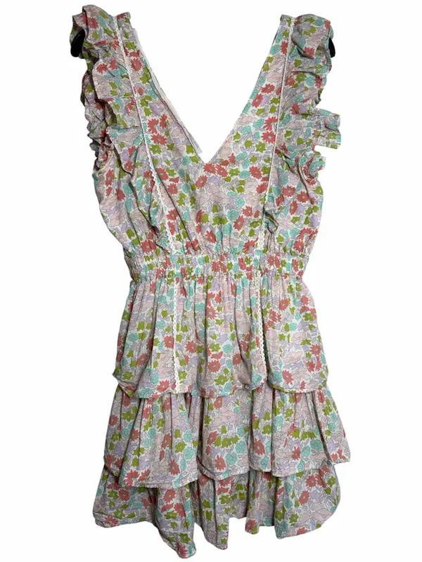 Love the Label Ines‎ Floral Ruffle Tiered Mini Dress Small - Image 2