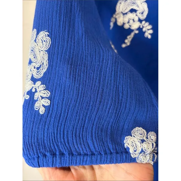 Altar'd State Royal Blue Back Cutout Shapeless Textured Long Sleeve Mini Dress M - Image 6