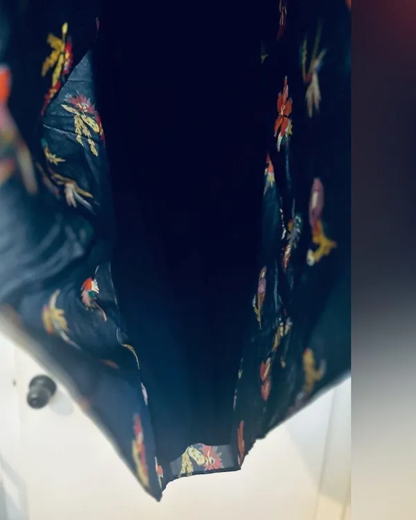 Atrium Midi Skirt Bird Of Paradise Tropical Floral Nightfall Blue 10 - Image 4