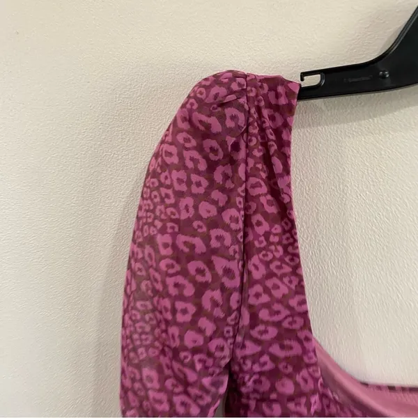 Oh Polly Purple Leopard Print Mesh Ruched Bodycon‎ Dress Size 2 - Image 6