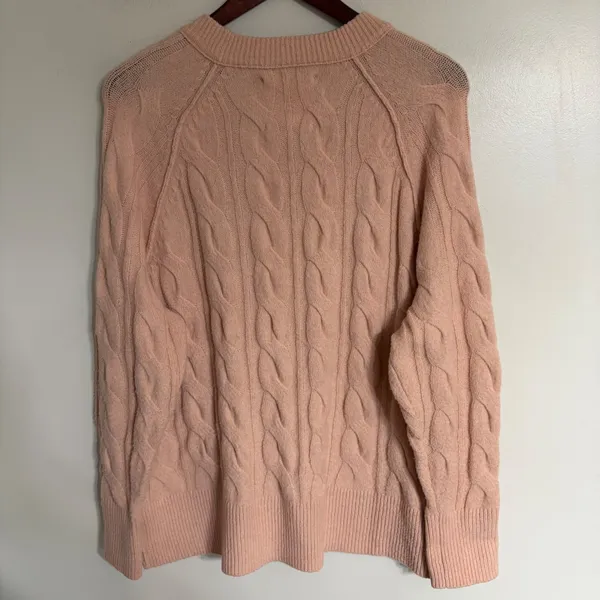 Aerie Womens Pink Cable Knit Raglan Sleeve Crew Neck Pullover Sweater Small‎ - Image 9