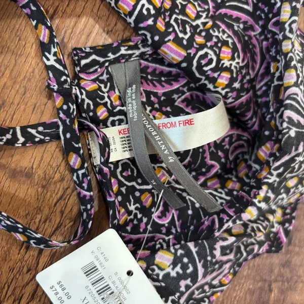 NWT $68 Anthropologie Silky Purple Paisley Pajama Sleep Set w/ Shorts Women's XL - Image 5