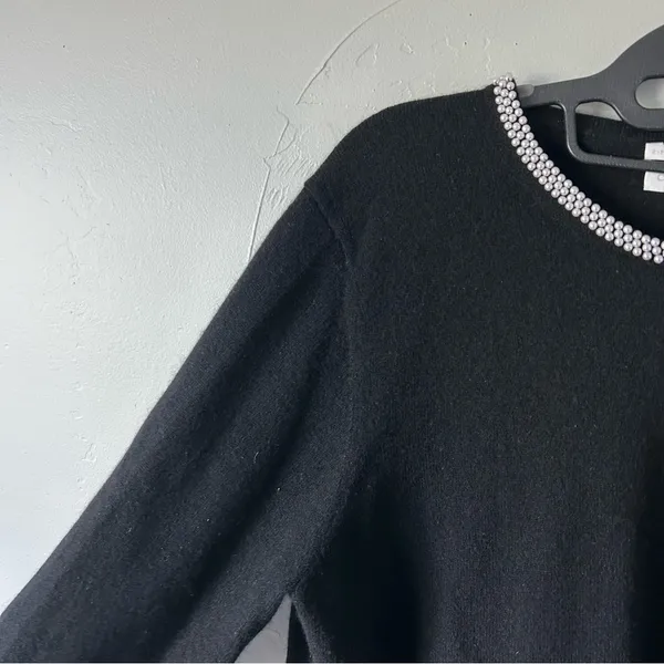 Charter Club 2 Ply 100% Cashmere Pearl Trim Sweater XL Chic Timeless Classic - Image 3