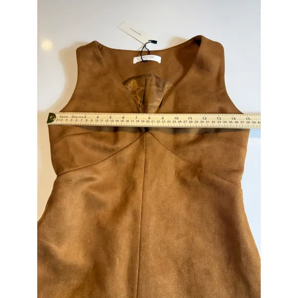 NWT COMMENSE Suede V-Neck Sleeveless Mini Dress Light Brown XS - Image 11