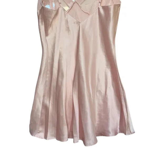 Frederick’s of‎ Hollywood Mini Satin Dress Baby Pink Hearts Print Vintage Small - Image 8