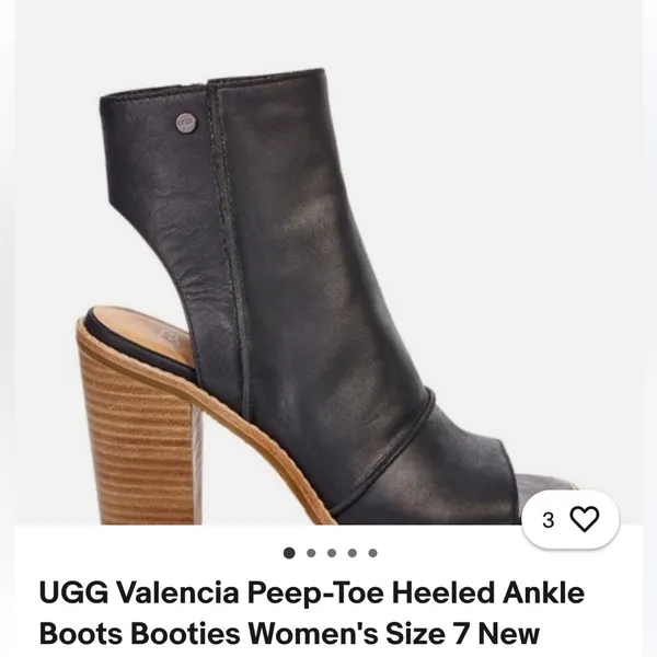 UGG Black Peep-Toe Heeled Boots - Image 2