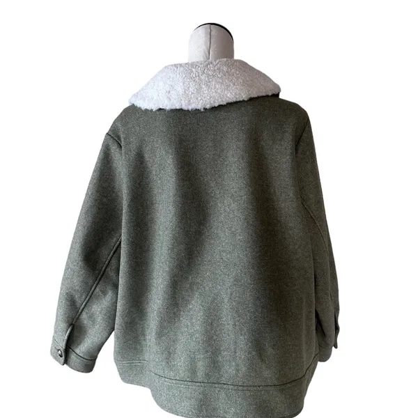 NWOT OLD NAVY Soft-Brushed Sherpa-Trim Jacket for Women In Satin Moss - Image 10