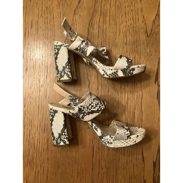 Steve Madden Sarena Snake Print Strappy Open Toe Block Heel Ankle Strap 7 - Image 7