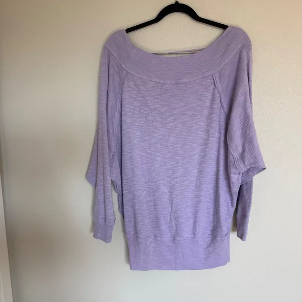 We The Free Free People Lavender Slub Knit Dolman Sleeve Boat Neck Top Medium - Image 2